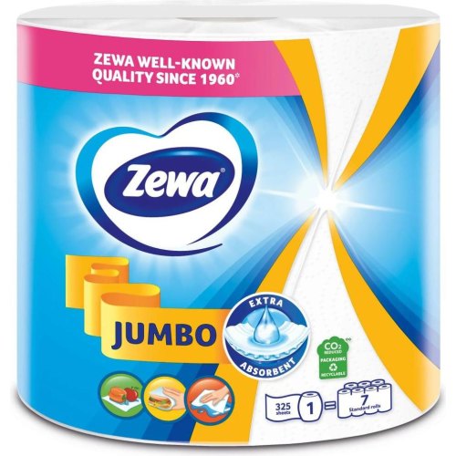Паперові рушники Zewa Jumbo, 1 рулон, 325 відривів (7322541191706)