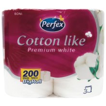 Туалетний папір Perfex Cotton Like Premium White, тришаровий, 4 рулони (8606102287329)
