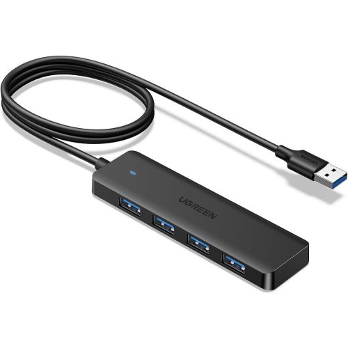 USB-хаб Ugreen CM219, USB 3.0 to 4хUSB 3.0 Hub, кабель 1м, Space Gray (35574)
