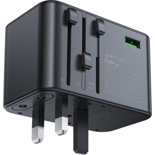 Мережевий зарядний пристрій Acefast Z1, 5xUSB (3xUSB-C/2xUSB-A), 75W, GaN, швидка зарядка (6974316282495)
