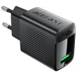 Мережевий зарядний пристрій Acefast A90, USB-A, 18W, з кабелем USB Type-C, швидка зарядка, чорний (6974316280064)