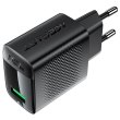 Мережевий зарядний пристрій Acefast A90, USB-A, 18W, з кабелем USB Type-C, швидка зарядка, чорний (6974316280064)