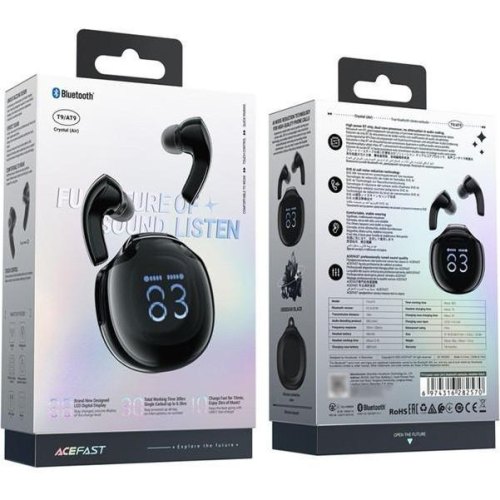 Навушники бездротові TWS Acefast T9, Obsidian black (6974316282570)