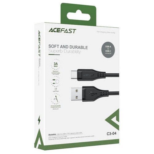 Кабель Acefast C3-04, USB-A to USB-C, USB 2.0, 1.2м, 3.0A, TPE, чорний (6974316280866)