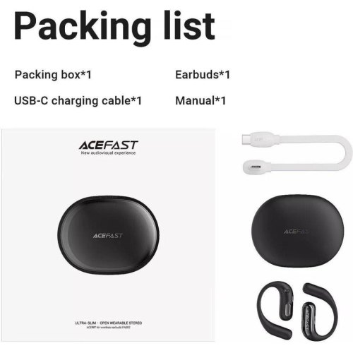 Навушники бездротові TWS Acefast FA002, Black (6974316283621)