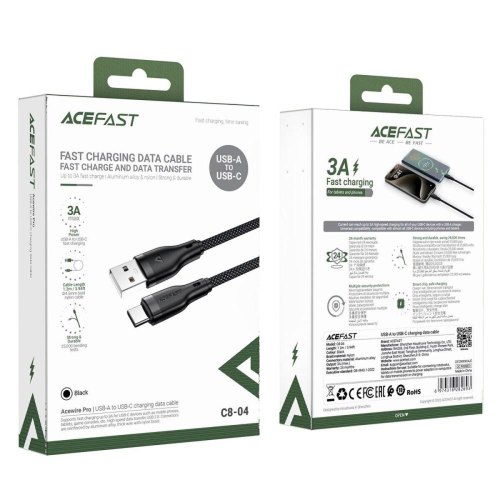 Кабель Acefast C8-04, USB 2.0, USB-A to USB-C, 1.2м, 3.0A (6974316282693)