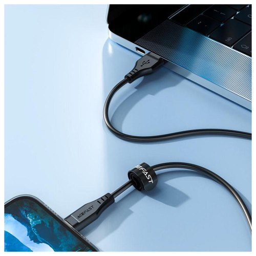 Кабель Acefast C3-02, USB 2.0, USB-A to Lighting, 1.2м, 2.4A, TPE, чорний (6974316280828)