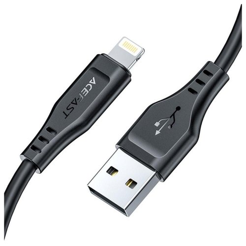 Кабель Acefast C3-02, USB 2.0, USB-A to Lighting, 1.2м, 2.4A, TPE, чорний (6974316280828)