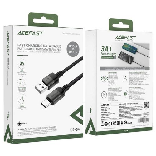 Кабель Acefast C9-04, USB 2.0, USB-A to USB-C, 1.2м, 3.0A (6974316283010)
