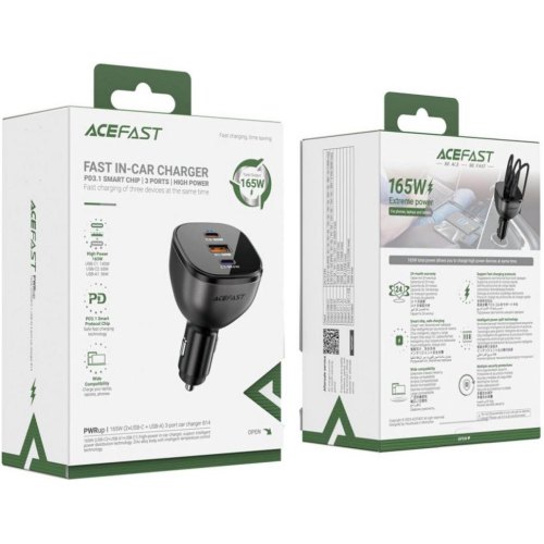 Автомобільний зарядний пристрій Acefast B14, 165W, 3xUSB (2xUSB-C/1xUSB-A) (6974316282938)