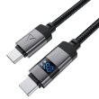 Кабель Acefast C15-03, USB 2.0, USB-C to USB-C, 1.2м, 60W, 3.0A, цифровий дисплей, чорний (6974316283720)