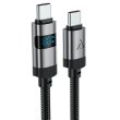 Кабель Acefast C15-03, USB 2.0, USB-C to USB-C, 1.2м, 60W, 3.0A, цифровий дисплей, чорний (6974316283720)