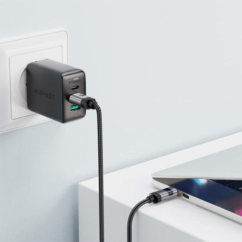 Кабель Acefast C15-03, USB 2.0, USB-C to USB-C, 1.2м, 60W, 3.0A, цифровий дисплей, чорний (6974316283720)