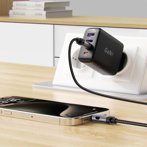 Кабель Acefast C15-03, USB 2.0, USB-C to USB-C, 1.2м, 60W, 3.0A, цифровий дисплей, чорний (6974316283720)