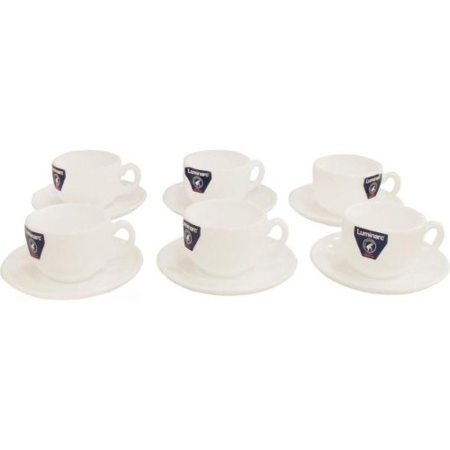 Сервіз кавовий Luminarc Essence White, 6 чашок (90мл), 6 блюдець (12см), загартоване скло (P3404)