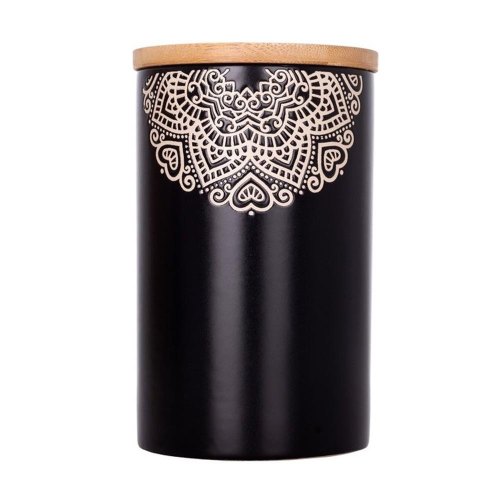 Банка Limited Edition Kora, 700мл, кераміка/бамбук, чорна (JH6196-5)