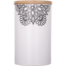 Банка Limited Edition Kora, 700мл, кераміка/бамбук, біла (JH6196-4)