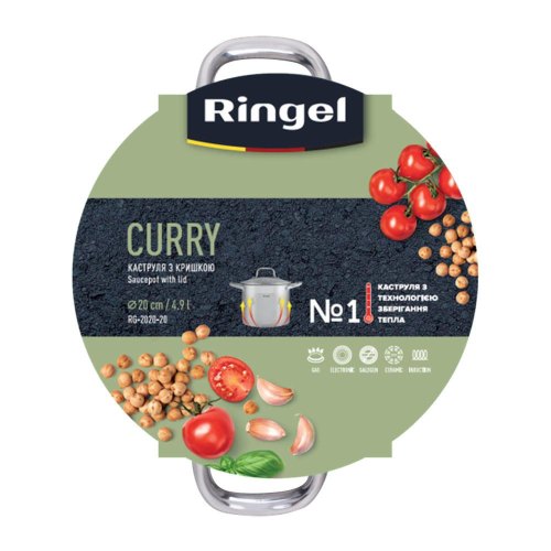 Каструля Ringel Curry, 20см, 4.9л, нержавіюча сталь, з кришкою (RG-2020-20*)