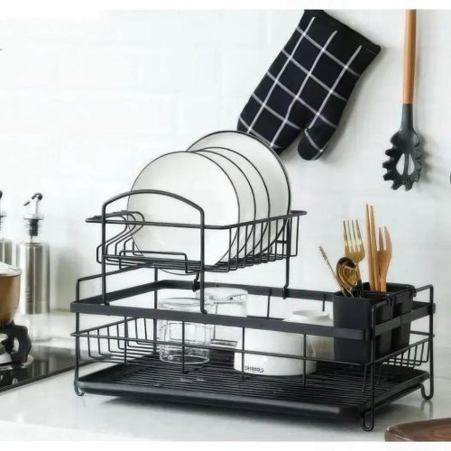 Сушарка для посуду Ringel Raum, багатофункціональна, залізо, чорна (RG-022b)
