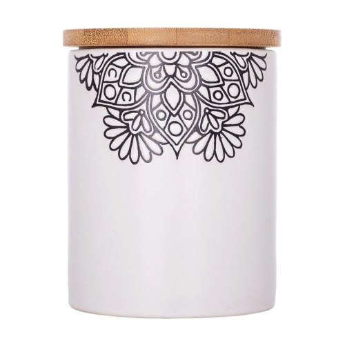 Банка Limited Edition Kora, 500мл, кераміка/бамбук, біла (JH6009-4)