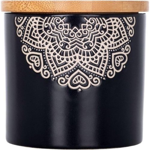 Банка Limited Edition Kora, 350мл, кераміка/бамбук, чорна (JH6197-5)
