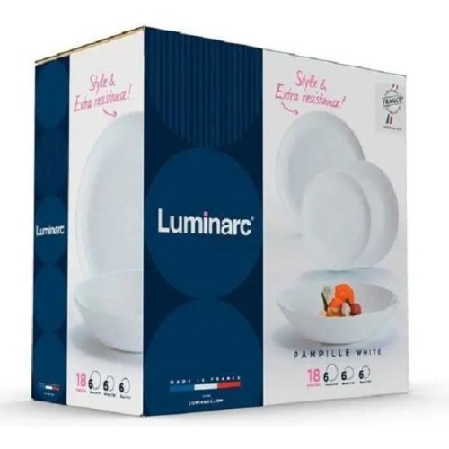 Сервіз столовий Luminarc Pampille White, 18 предметів, на 6 персон, скло (Q6153)