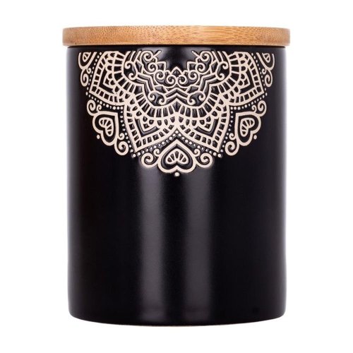 Банка Limited Edition Kora, 500мл, кераміка/бамбук, чорна (JH6009-5)