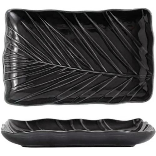 Блюдо Limited Edition Leaf Black, 24.5х17см, прямокутне, порцеляна (B010786)