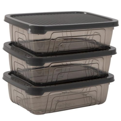Набір пластикових контейнерів Herevin STYLE GREY, 3шт, прямокутний, 0.6л (162331-012)