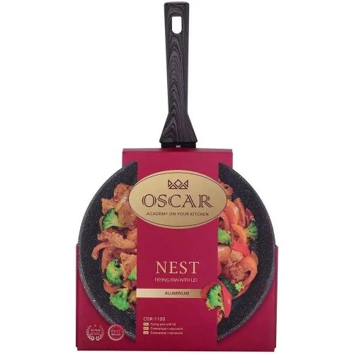 Сковорода OSCAR Nest, 28см, алюміній, антипригарне покриття, з кришкою (OSR-1100-28)