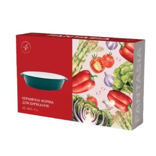 Форма для запікання Limited Edition Fantasia, овальна, кам'яна кераміка, зелена (HJ1288)