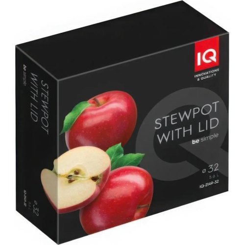 Сотейник IQ Be Simple, 32см, 5.6л, з двома ручками, литий алюміній, з кришкою (IQ-2149-32)
