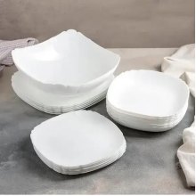 Сервіз столовий Luminarc Lotusia, 19 предметів, на 6 персон, загартоване скло, білий (V1097)