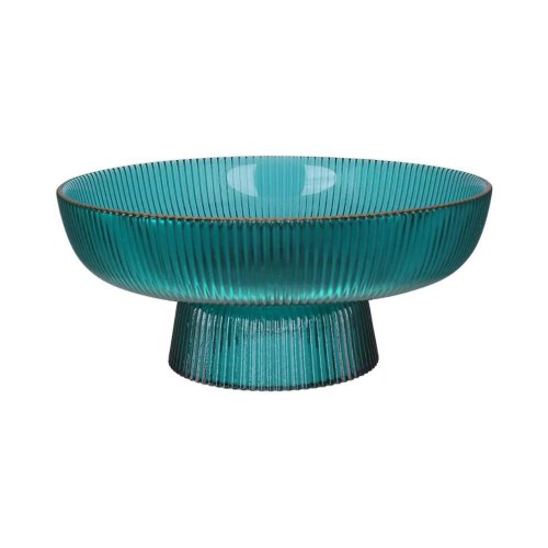 Блюдо Viva Edge Green, для фруктів, на ніжці, скло, кругле (B100061)