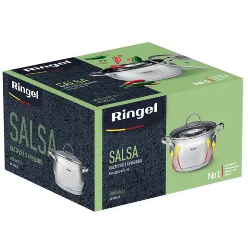 Каструля Ringel Salsa, 20см, 4.2л, з кришкою, нержавіюча сталь (RG-2034-20)