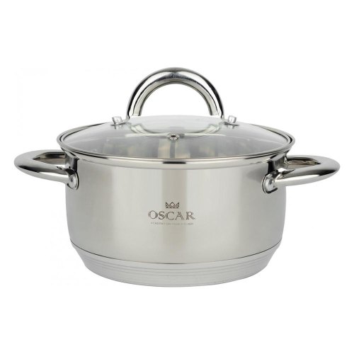 Каструля OSCAR Chef, 22см, 4.6л, нержавіюча сталь, кришка з жаростійкого скла (OSR-2000-22/n)