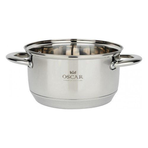 Каструля OSCAR Chef, 22см, 4.6л, нержавіюча сталь, кришка з жаростійкого скла (OSR-2000-22/n)