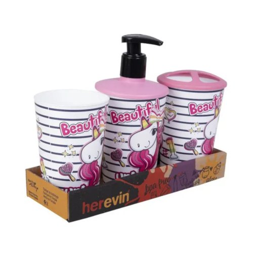 Набір для ванної кімнати Herevin Unicorn, 3в1, пластик (161262-003T)