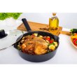 Сковорода глибока Ringel Caesar, зі зливом, 26см, кований алюміній, бакелітова ручка, кришка з жаростійкого скла (RG-1136-26)