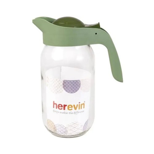Глечик Herevin, 1л, з дозатором та тримачем, скло, пластикова кришка (111271-150)