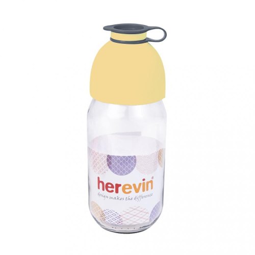 Банка Herevin Yellow, 1л, скло, пластикова кришка, жовта (131382-582)