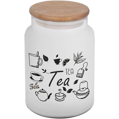 Банка Herevin Ice Colour Tea-Coffee-Sugar, 890мл, скло, дерев'яна кришка (232001-262)