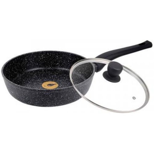 Сковорода глибока Ringel Koriander, 24см, кований алюміній, антипригарне покриття, кришка з загартованого скла (RG-1107-24)