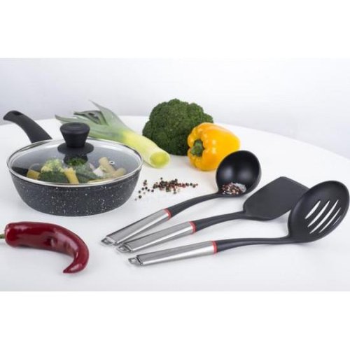 Сковорода глибока Ringel Koriander, 24см, кований алюміній, антипригарне покриття, кришка з загартованого скла (RG-1107-24)