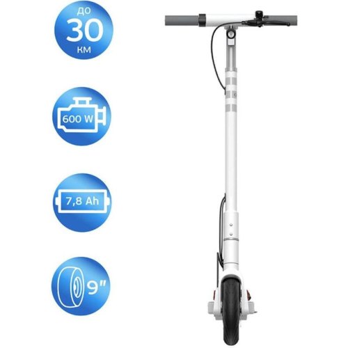 Електросамокат OKAI ES10-NEON Lite 9, 300(600)W, 7.8Ah, 30km, 25kmh, 20%, NFC, App, 15kg White