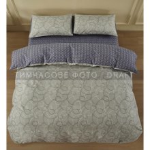 Комплект постільної білизни Ardesto Gloria, полуторний, підковдра/простирадло/2 наволочки, 100% бавовна, сатин, геометрія, сіро-синій (ART1622PB)