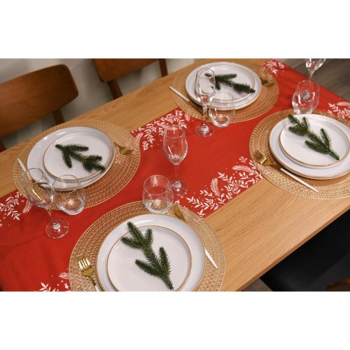 Ранер Ardesto Christmas Happy Holidays, 40х140см, 90% поліестер, 10% бавовна, червоний (ART01HR)