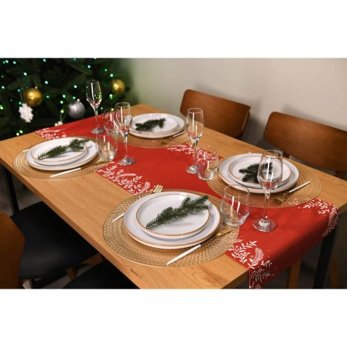 Ранер Ardesto Christmas Happy Holidays, 40х140см, 90% поліестер, 10% бавовна, червоний (ART01HR)