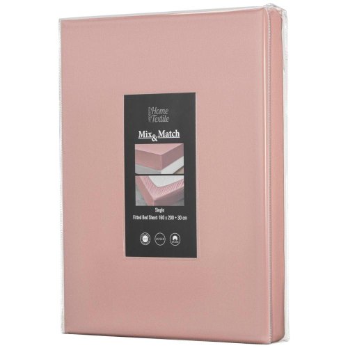 Простирадло на резинці Ardesto Mix&Match Premium, 160х200+30см, 100% бавовна, сатин, світло-рожеве (ART1620FSU)