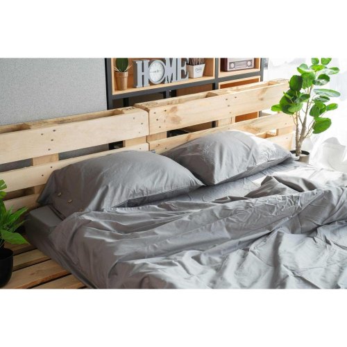 Простирадло на резинці Ardesto Mix&Match, 160х200+30см, 100% бавовна, сатин, сіре (ART1620FSD)